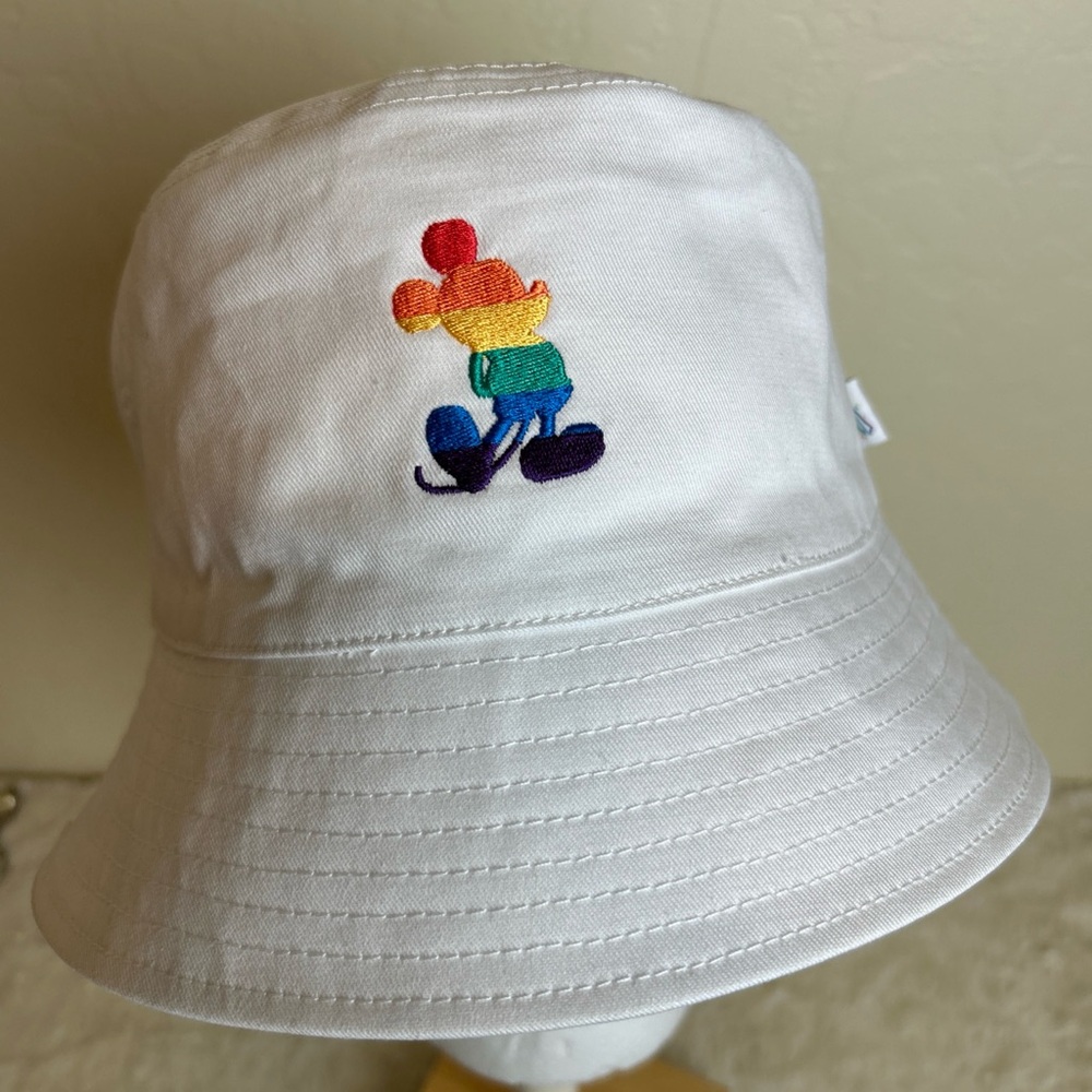 Pride Mikey Mouse White Bucket Hat Disney One Size NWOT